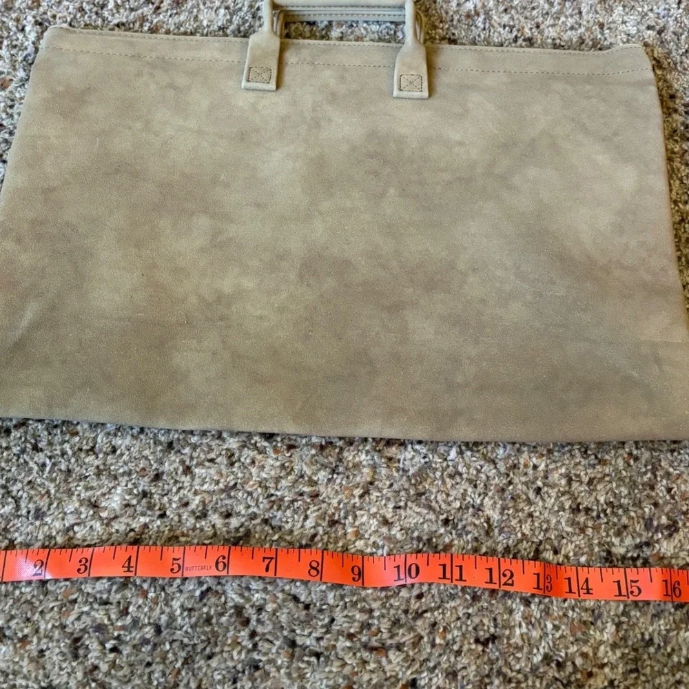 Vintage Tan Faux Suede Document Briefcase Portfolio Laptop Bag